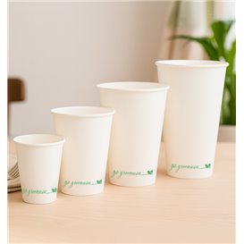 Bicchiere di Cartone "Go Green" Bianco 12Oz/360ml Ø9cm (1.000 Pezzi)