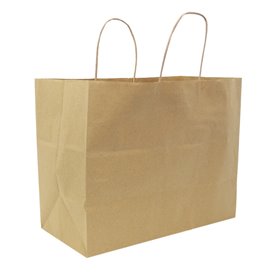 Buste di Carta Kraft con Manico Attorcigliato 80g/m² 32+16x26cm (25 Pezzi)