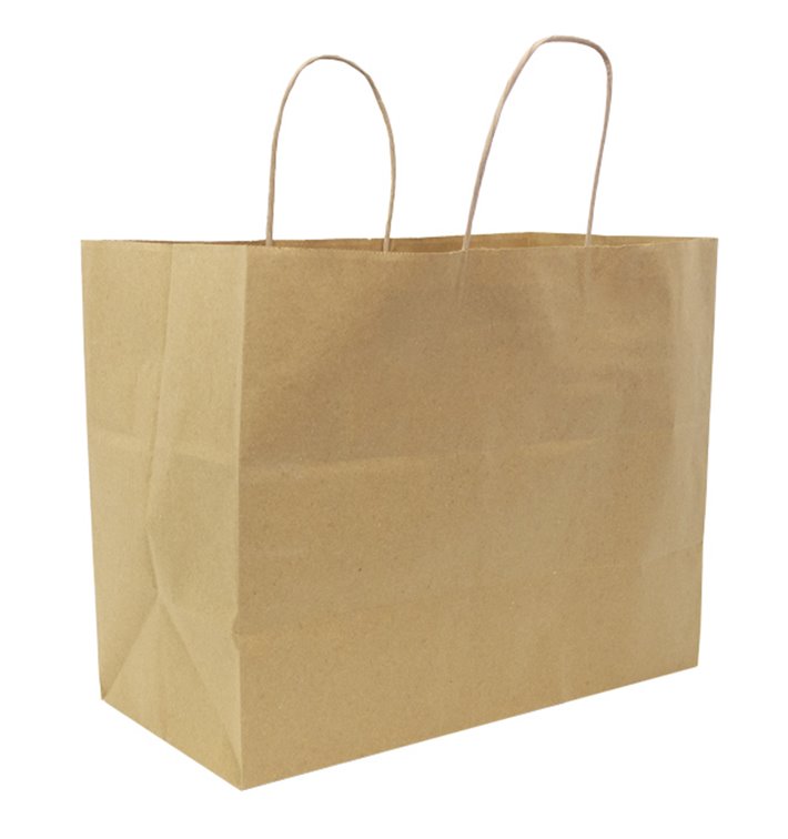 Buste di Carta Kraft con Manico Attorcigliato 80g/m² 32+16x26cm (25 Pezzi)
