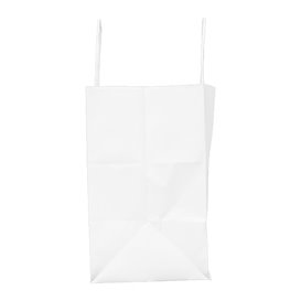 Buste di Carta Bianche con Manici Piatti 80g/m² 32+16x27cm (25 Pezzi)