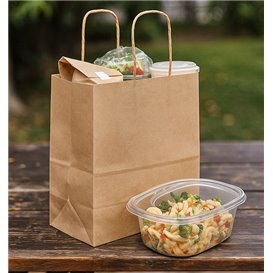 Sacchetti Carta Kraft con Manico Ritorto 80 g/m² 22+10x28cm (250 Pezzi)