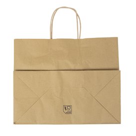 Sacchetti Carta Kraft con Manico Ritorto 80 g/m² 32+16x26cm (25 Pezzi)