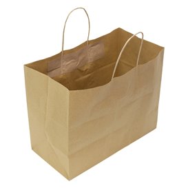 Sacchetti Carta Kraft con Manico Ritorto 80 g/m² 32+16x26cm (25 Pezzi)