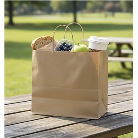 Sacchetti Carta Kraft con Manico Ritorto 80 g/m² 32+16x26cm (25 Pezzi)