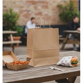 Sacchetti Carta Kraft con Manico Ritorto 80 g/m² 22+10x28cm (250 Pezzi)