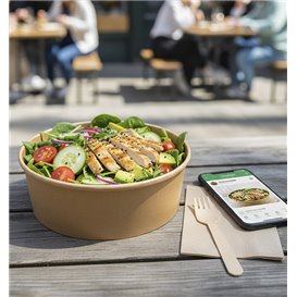 Contenitore di Carta Kraft-Kraft con Coperchio RPET 38 Oz/1140ml (100 Pezzi) Contenitore di Carta Kraft-Kraft con Coperchio RPET 38 Oz/1140ml (100 Pezzi)