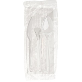 Set Posate Forchetta, Cucchiaio, Coltello e Tovagliolo Trasp. (500 Pezzi)