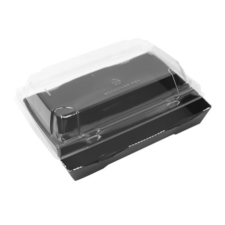 Confezione in cartone nera per sushi chiusa con coperchio