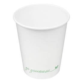 Bicchiere di Cartone "Go Green" Bianco 8Oz/240ml Ø8,0cm (1.000 Pezzi)