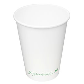 Bicchiere di Cartone "Go Green" Bianco 12Oz/360ml Ø9,0cm (1.000 Pezzi)