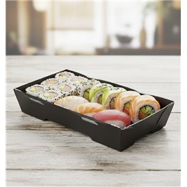 Vassoio per Sushi in Cartone Nero 12x6,2cm (600 Pezzi)