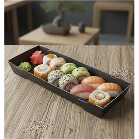 Vassoio per Sushi in Cartone Nero 22x9cm (400 Pezzi)