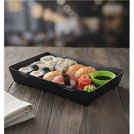 Vassoio per Sushi in Cartone Nero 16,5x11,5cm (400 Pezzi)
