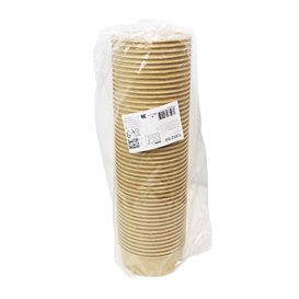 Contenitore di Carta Kraft-Kraft con Coperchio RPET 550ml Ø14cm (50 Pezzi)
