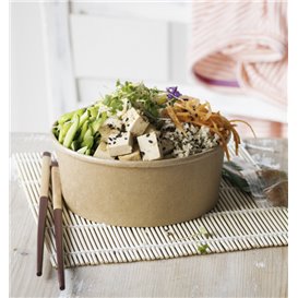 Contenitore di Carta Kraft-Kraft con Coperchio RPET 1140ml Ø18cm (25 Pezzi)