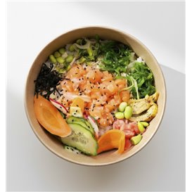 Contenitore di Carta Kraft-Kraft con Coperchio RPET 1140ml Ø18cm (25 Pezzi)