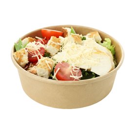 Contenitore di Carta Kraft-Kraft + Coperchio RPET 550ml Ø14cm (250 Pezzi)