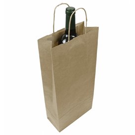 Sacchetto in Carta Kraft per Bottiglie 115g/m² 18+8x39cm (25 Pezzi)