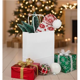 Buste Shopper in Carta Bianca 90g/m² 18+8x24cm (250 Pezzi)