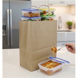 Buste Shopper in Carta Marrone 115g/m² 22+10x27cm (25 Pezzi)