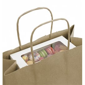 Buste Shopper in Carta Marrone 115g/m² 22+10x27cm (25 Pezzi)