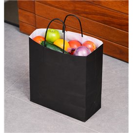 Buste Shopper in Carta Nero 100g/m² 22+10x27cm (250 Pezzi)