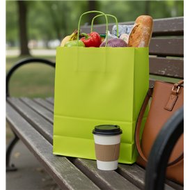 Buste Shopper in Carta Verde 90g/m² 22+10x27cm (250 Pezzi)