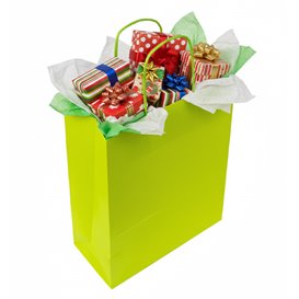 Buste Shopper in Carta Verde 90g/m² 22+10x27cm (250 Pezzi)