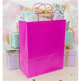 Sacchetto di carta fucsia con manici 90g/m² 22+10x27cm (250 Pezzi)