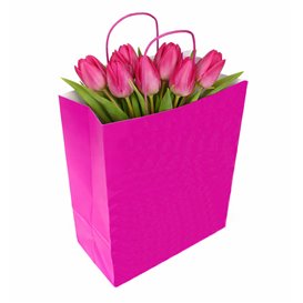 Sacchetto di carta fucsia con manici 90g/m² 22+10x27cm (250 Pezzi)