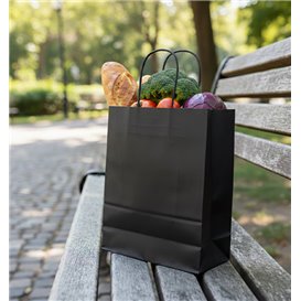 Buste Shopper in Carta Nero90g/m² 24x11x32cm (250 Pezzi)