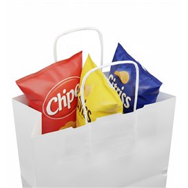 Buste Shopper in Carta Bianca 90g/m² 24+11x32cm (250 Pezzi)