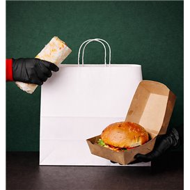 Buste Shopper in Carta Bianca 90g/m² 28+11x32cm (25 Pezzi)