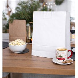 Buste Shopper in Carta Bianca 110g/m² 42+16x49cm (25 Pezzi)