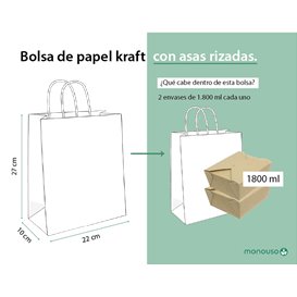 Buste Shopper in Carta Marrone 115g/m² 22+10x27cm (250 Pezzi)