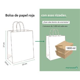 Buste Shopper in Carta Rosso 90g/m² 22+10x27cm (250 Pezzi)