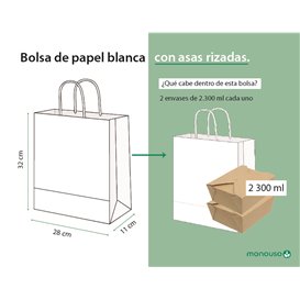 Buste Shopper in Carta Bianca 90g/m² 28+11x32cm (250 Pezzi)