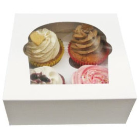 Scatola 4 Cupcakes con Inserto 17,3x16,5x7,5cm Bianco (140 Pezzi)