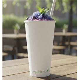 Bicchiere di Cartone "Go Green" Bianco 20Oz/600ml Ø9,0cm (50 Uds)