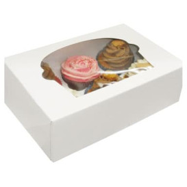 Scatola 6 Cupcakes con Inserto 24,3x16,5x7,5cm Bianco (100 Pezzi)