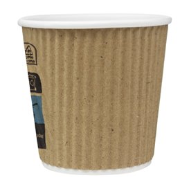 Bicchiere in Cartoncino Ondulato Kraft a Doppia Parete 4Oz/120ml Ø6,2cm (25 Pezzi)