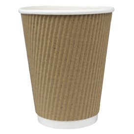 Bicchiere in Cartoncino Ondulato Kraft a Doppia Parete 12Oz/360ml Ø9,0cm (25 Pezzi)