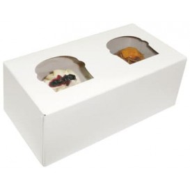 Scatola 2 Cupcakes con Inserto 19,5x10x7,5cm Bianco (160 Pezzi)
