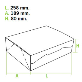 Scatola di Carta Pasticcerie 25,8x18,9x8cm 2Kg Bianco (25 Pezzi)