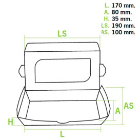Contenitore di Carta Premium 19x10x3,5cm 480ml (400 Pezzi)