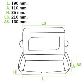 Contenitore  di Carta Premium 21x13x3,5cm 730ml (25 Pezzi)