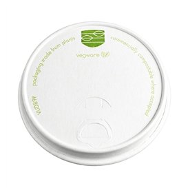 Coperchio Bianco in Carta per Bicchiere Travel con Foro Ø9,0cm (50 Pezzi)