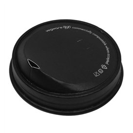 Coperchio Travel in Carta Nero "Premium" con Foro Ø8,0cm (50 Pezzi)