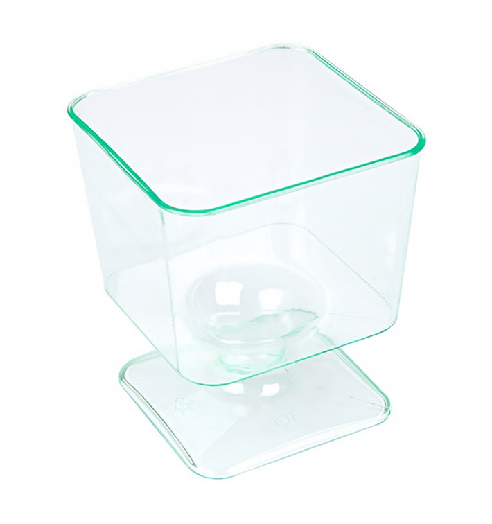 Calice di Plastica Piazza con Gambo Verde transp. 60 ml Calice di Plastica Piazza con Gambo Verde transp. 60 ml