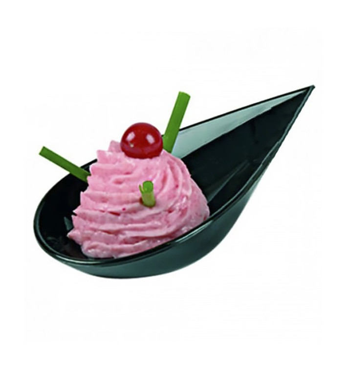 Mini Cucchiaio Degustazione Goccia Nero 5x10cm Mini Cucchiaio Degustazione Goccia Nero 5x10cm